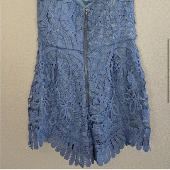 Lovers + Friends Kira Blue Lace Strapless Romper - Picture 5 of 7